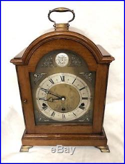 ELLIOTT LONDON Walnut Bracket Clock Westminster Whittington Chime NIGHT SILENCER