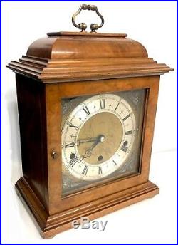 ELLIOTT LONDON Walnut Bracket Clock Westminster Whittington Chime NIGHT SILENCER