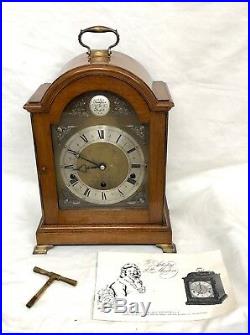 ELLIOTT LONDON Walnut Bracket Clock Westminster Whittington Chime NIGHT SILENCER