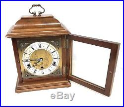 ELLIOTT LONDON Walnut Bracket Clock Westminster Whittington Chime NIGHT SILENCER