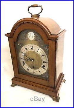 ELLIOTT LONDON Walnut Bracket Clock Westminster Whittington Chime NIGHT SILENCER