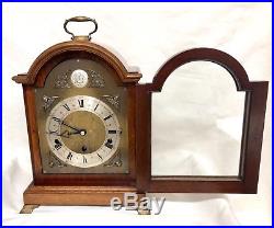 ELLIOTT LONDON Walnut Bracket Clock Westminster Whittington Chime NIGHT SILENCER