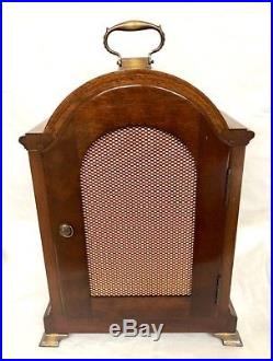 ELLIOTT LONDON Walnut Bracket Clock Westminster Whittington Chime NIGHT SILENCER