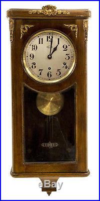 Early 19Th C FRENCH MAHOGANY VEDETTE Antique Wall Clock westminster chimes, gilt