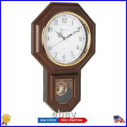 Elegant 17.5 Walnut Pendulum Wall Clock with Westminster Chime for Home Office