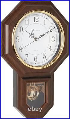 Elegant 17.5 Walnut Pendulum Wall Clock with Westminster Chime for Home Office