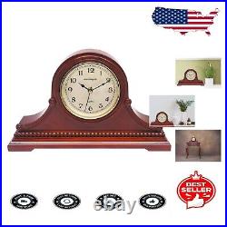 Elegant Battery Operated Silent Wood Mantel Clock with Westminster Chimes 16