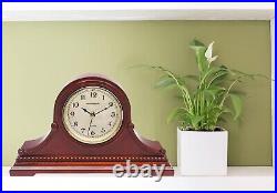 Elegant Battery Operated Silent Wood Mantel Clock with Westminster Chimes 16