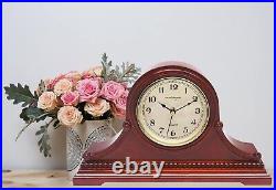 Elegant Battery Operated Silent Wood Mantel Clock with Westminster Chimes 16