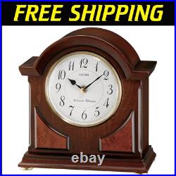 Elegant Brown Wooden Mantel Clock with Westminster Chime 10 Analog Beauty