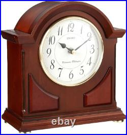 Elegant Brown Wooden Mantel Clock with Westminster Chime 10 Analog Beauty
