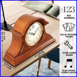Elegant Grandfather Mantel Clock with Chime Vintage Battery Operated Decor Elegant Grandfather Mantel Clock with Chime Vintage Battery Operated Decor