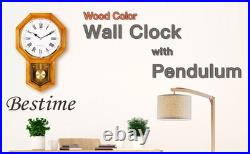 Elegant Wood Grain Pendulum Clock with Westminster Chime for Home & Office