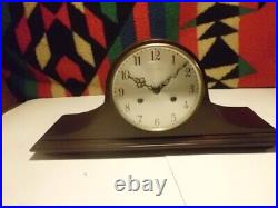 Elgin E111 Wind Up Westminster Chime Tambour Mantel Clock Works With Key