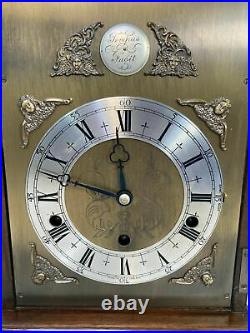 Elliott Bracket Clock Mahogany Case Westminster & Whittington Chimes Runs