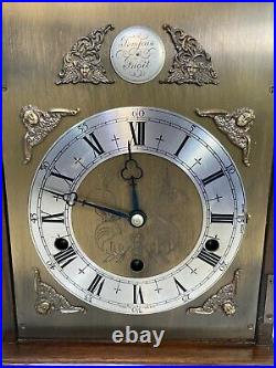 Elliott Bracket Clock Mahogany Case Westminster & Whittington Chimes Runs Strike