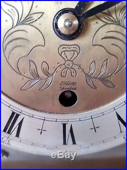 English Mantel Clock Elliott Westminster Whittington Chime Walnut Auto Silent