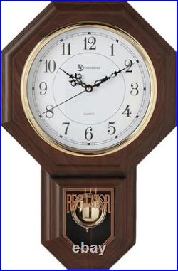 Essex Faux Wood Pendulum Wall Clock with Westminster Chime 17.5 x 11.25