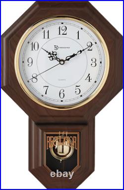 Essex Westminster Chime Faux Wood Pendulum Wall Clock, 17.5 X 11.25, Walnut