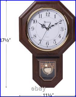 Essex Westminster Chime Faux Wood Pendulum Wall Clock, 17.5 X 11.25, Walnut