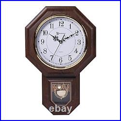 Essex Westminster Chime Faux Wood Pendulum Wall Clock 17.5 x 11.25 Walnut