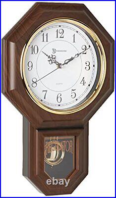 Essex Westminster Chime Faux Wood Pendulum Wall Clock, 17.5 x 11.25, Walnut