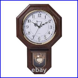 Essex Westminster Chime Faux Wood Pendulum Wall Clock, 17.5 x 11.25, Walnut