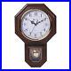 Essex Westminster Chime Faux Wood Pendulum Wall Clock, 17.5 x 11.25, Walnut