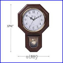 Essex Westminster Chime Faux Wood Pendulum Wall Clock 17.5 x 11.25 Walnut