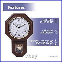 Essex Westminster Chime Faux Wood Pendulum Wall Clock 17.5 x 11.25 Walnut