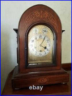 Exceptional Antique Junghans Mahogany Inlaid Westminster Chime Bracket Clock