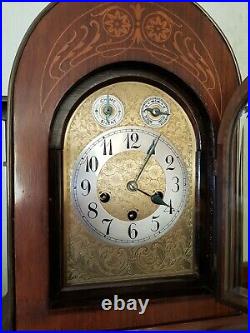 Exceptional Antique Junghans Mahogany Inlaid Westminster Chime Bracket Clock