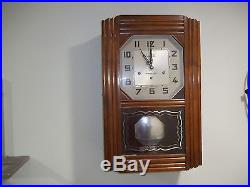 Fully Restored Art Deco French Vedette Westminster Chime Wall Clock