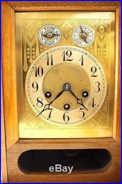 Fantastic Oak German Bracket Clock 8 Day Junghans Westminster Chime Mantel Clock