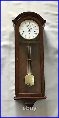 Flame Mahogany with Franz Hermle Triple Chime Westminster Regulator Wall Clock