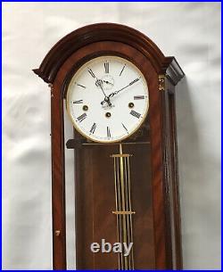 Flame Mahogany with Franz Hermle Triple Chime Westminster Regulator Wall Clock