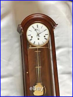 Flame Mahogany with Franz Hermle Triple Chime Westminster Regulator Wall Clock