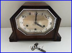 Foreign Wind up Pendulum Chiming Mantle Clock Westminster / Whittington with Key