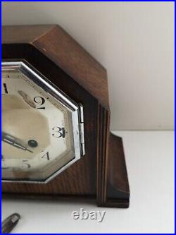 Foreign Wind up Pendulum Chiming Mantle Clock Westminster / Whittington with Key