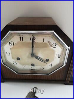 Foreign Wind up Pendulum Chiming Mantle Clock Westminster / Whittington with Key