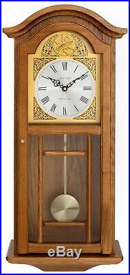 Fox And Simpson Oak Coloured Pendulum Wall Clock With Westminster Chimes