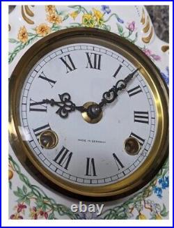 Franz Hermle China Shelf Mantel Clock 1982 Horloge Florales 130-070