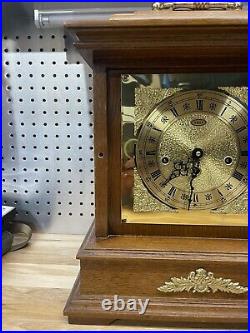 Franz Hermle Mantel Clock 340-020 Oak Stand Made In West Germany TROY