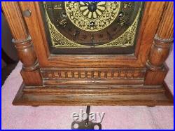 Franz Hermle Mantle Clock withOak cabinet+Westminster Chime+Beveled Glass