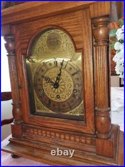 Franz Hermle Mantle Clock withOak cabinet+Westminster Chime+Beveled Glass