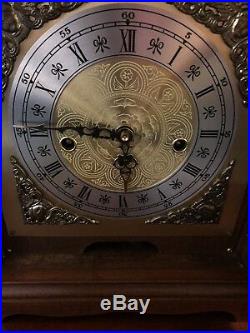 Franz Hermle Triple Westminster Chime 2 Jewel Oak Mantel Clock West Germany VTG