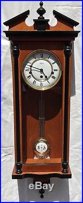 Franz Hermle Westminster Chimes Strike Silent Wooden Wood Finial Wall Clock