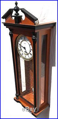 Franz Hermle Westminster Chimes Strike Silent Wooden Wood Finial Wall Clock