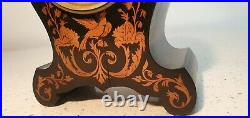 French Chiming Marquetry and Ebony Mantle Clock Duval A Paris
