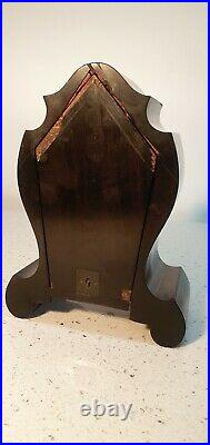 French Chiming Marquetry and Ebony Mantle Clock Duval A Paris